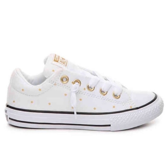 white converse with gold stars